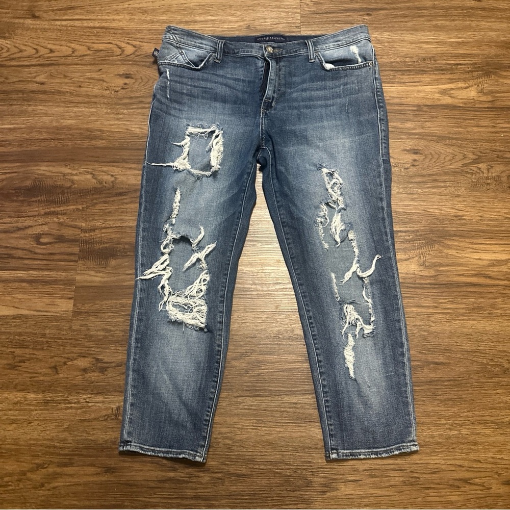 Rock & Republic Indee Distressed Womens Denim Blue Jeans Sz 14M Waist  36”x 25"